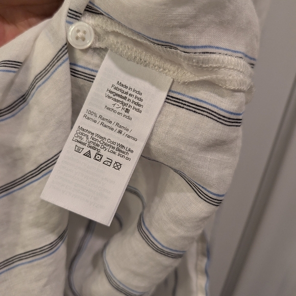 Madewell OG Sheer Oversized Striped White and Blue Button-Up Shirt - Picture 9 of 11